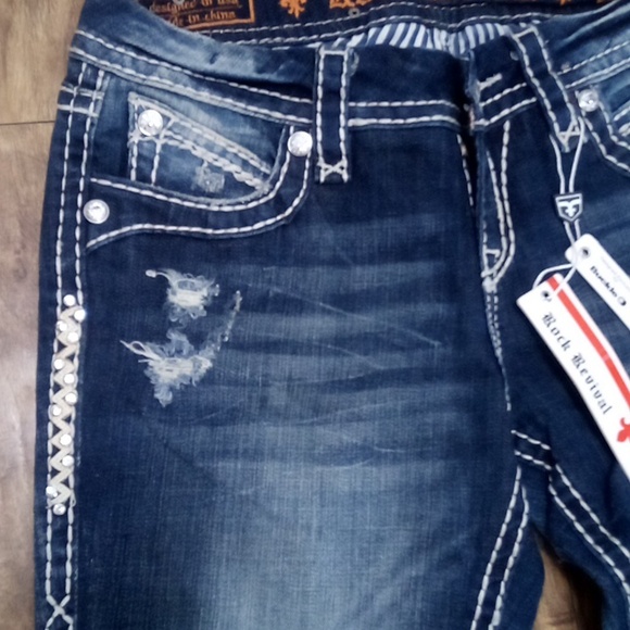 Rock Revival NWT Women's Jeans 26 Easy Boot Irene Embellished Rhinestones - Picture 4 of 14